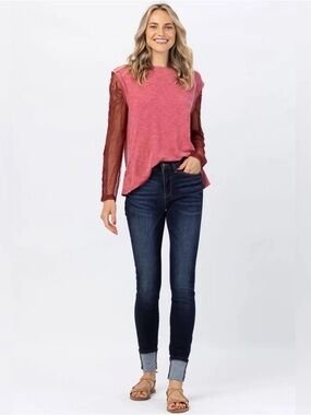 Judy Blue Classic Dark Long Inseam Skinny Jeans High Waist 24W
